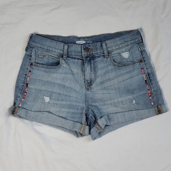 Old Navy Pants - Old Navy Melisse Embroidered Denim Boyfriend Shorts Boho sz 4